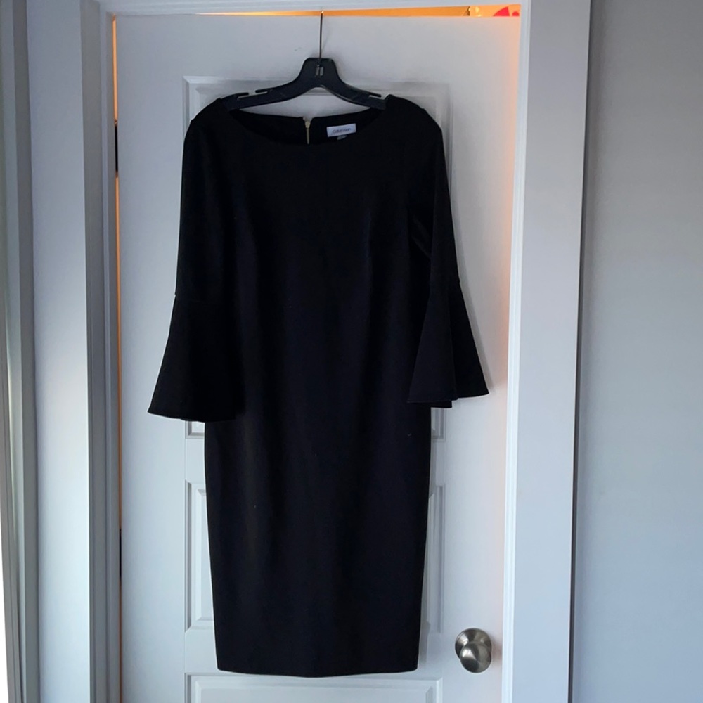 Calvin Klein Round Neck Bell Sleeve Dress